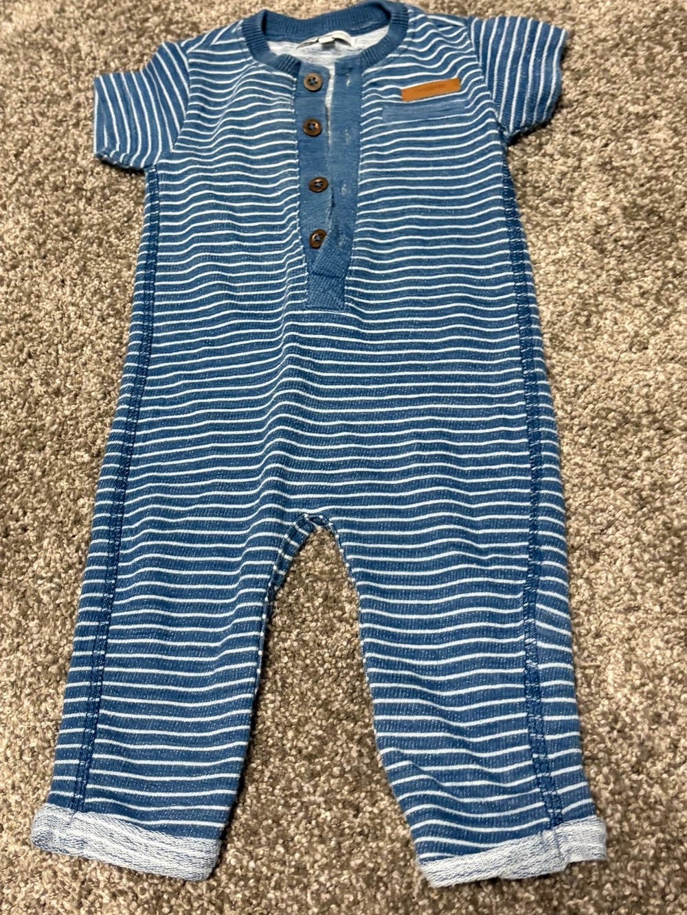 Noppies Striped Blue Short-Sleeve One-Piece Romper 2-4m (size 62)